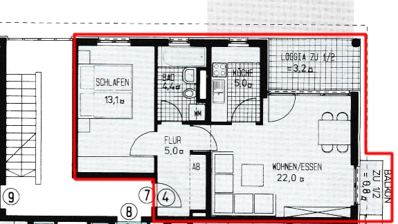 2 Zimmer Wohnung beim Kulkwitzer See mit Tiefgaragenstellplatz - Grundriss